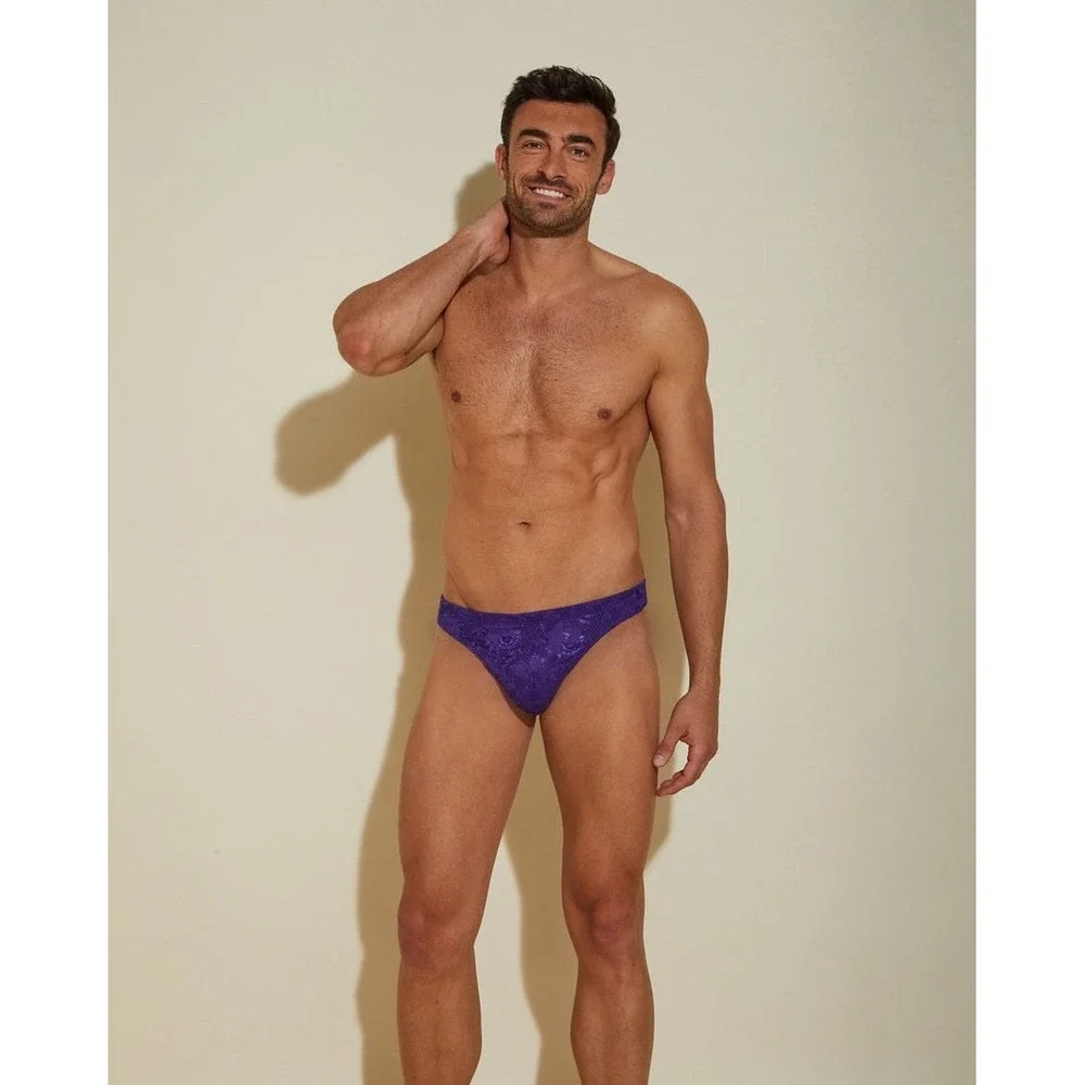 Cosabella Never Say Never Men's Lace G-String Thong Violet Sexy‎ Italian Lace S